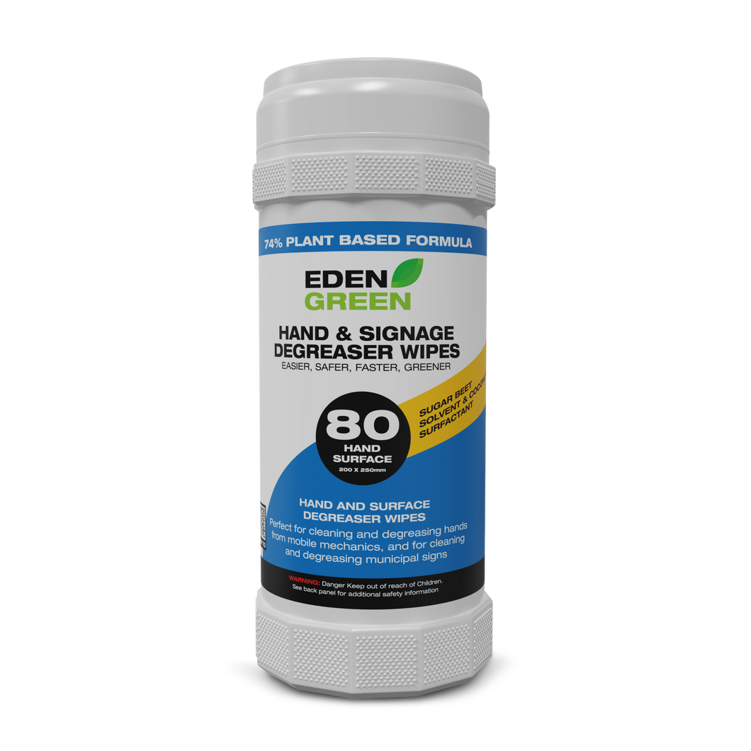 Hand and Signage Degreaser Wipes. Eden Green